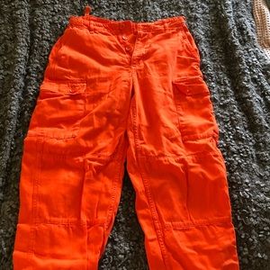BEAUTIFUL neon orange cargo pants TOP SHOP